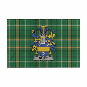 Baker Irish Clan Tartan House Flag with Coat of Arms