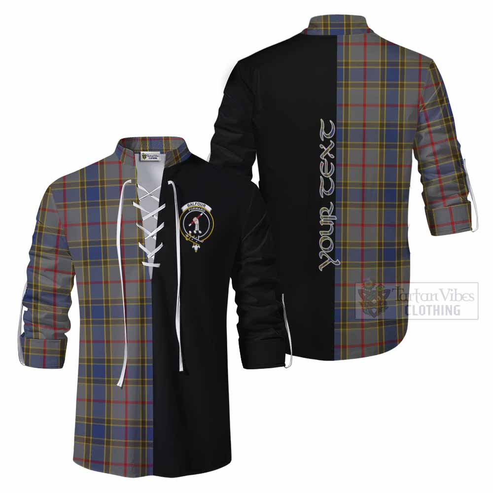 Tartan Vibes Clothing Balfour Tartan Ghillie Kilt Shirt with Family Crest and Half Of Me Style