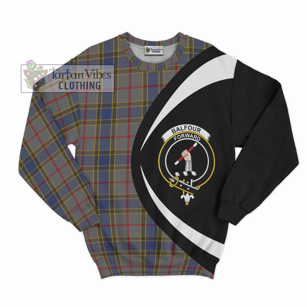 Balfour Tartan Sweatshirt with Family Crest Circle Style Unisex - Tartan Vibes Clothing