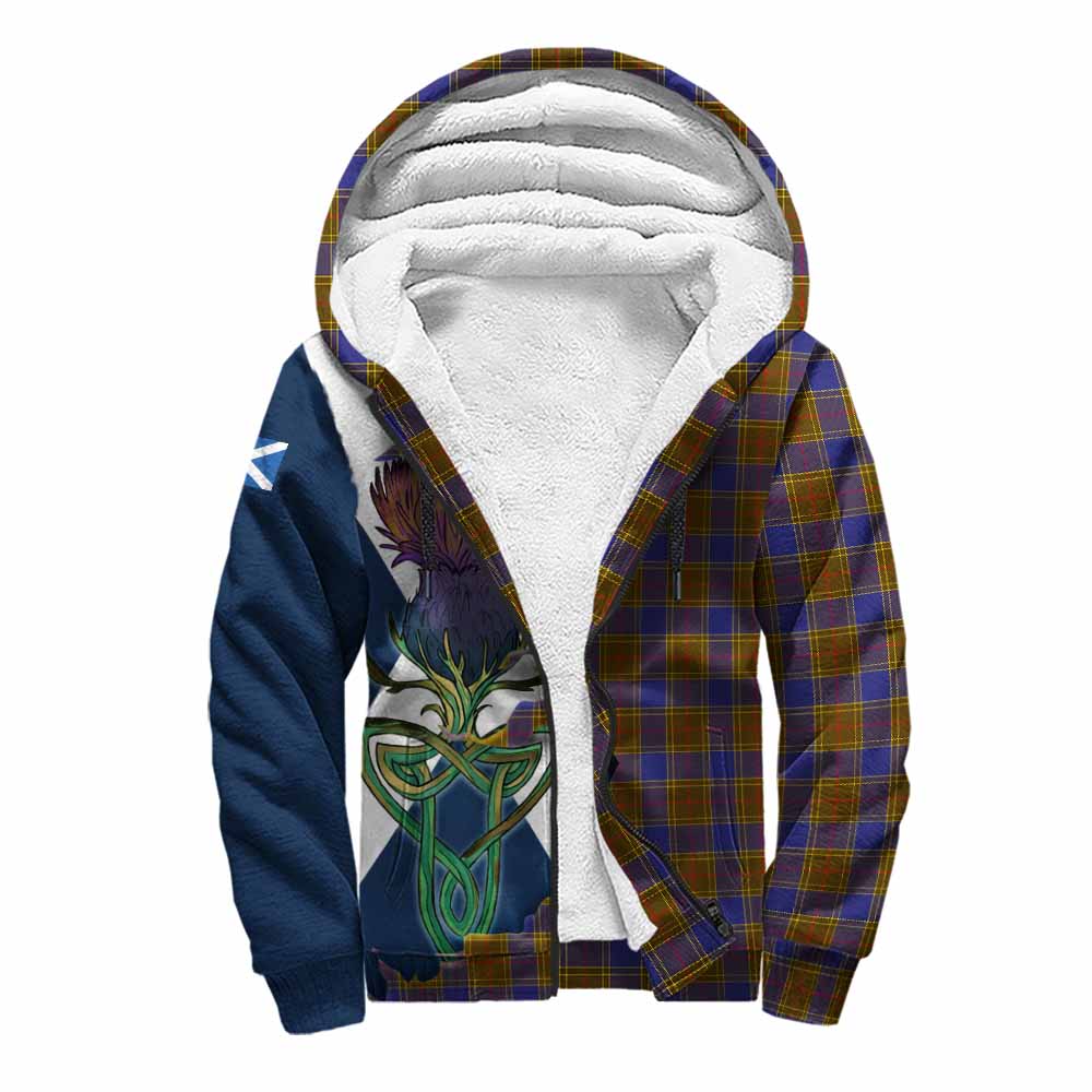 Tartan Vibes Clothing Balfour Tartan Family Crest Sherpa Hoodie Scottish Thistle Celtic Inspired
