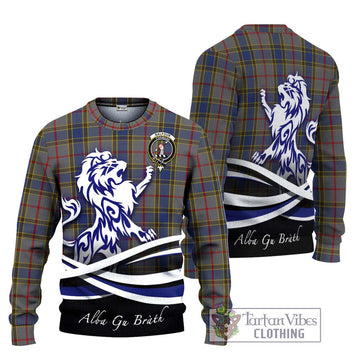 Balfour Tartan Knitted Sweater with Alba Gu Brath Regal Lion Emblem Unisex - Tartanvibesclothing Shop