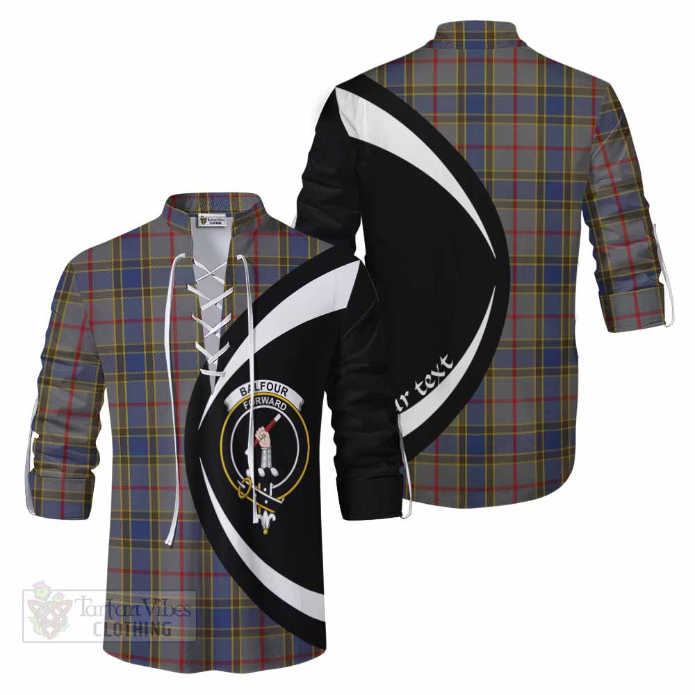 Tartan Vibes Clothing Balfour Tartan Ghillie Kilt Shirt with Family Crest Circle Style