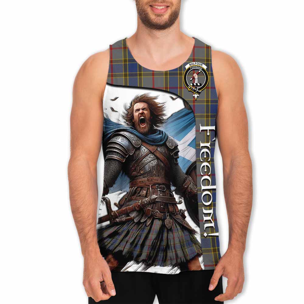 Tartan Vibes Clothing Balfour Crest Tartan Men's Tank Top Inspired by the Freedom of Scottish Warrior