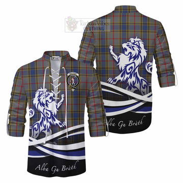 Tartan Vibes Clothing Balfour Tartan Ghillie Kilt Shirt with Alba Gu Brath Regal Lion Emblem