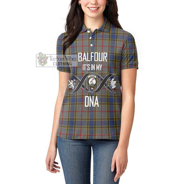 Balfour Tartan Women's Polo Shirt with Family Crest DNA In Me Style Women - Tartanvibesclothing Shop