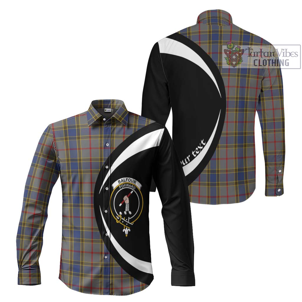 Balfour Tartan Long Sleeve Button Up with Family Crest Circle Style Men's Shirt S - Tartan Vibes Clothing