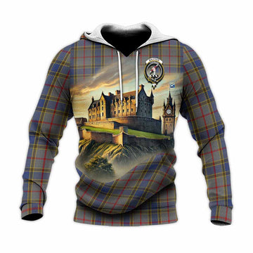 Balfour Tartan Family Crest Knitted Hoodie with Scottish Ancient Castle Style