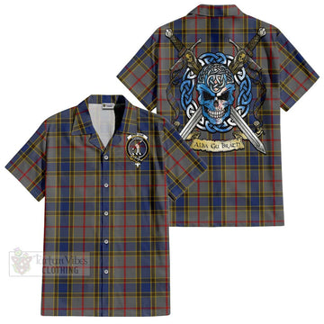 Balfour Tartan Hawaiian Shirt with Family Crest Celtic Skull Style