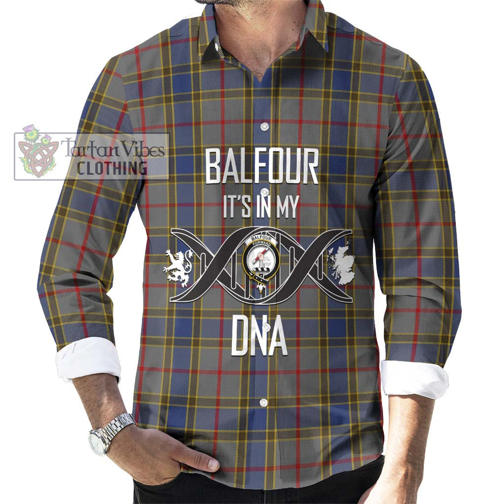 Balfour Tartan Long Sleeve Button Shirt with Family Crest DNA In Me Style Men's Shirt S - Tartanvibesclothing Shop