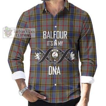 Balfour Tartan Long Sleeve Button Shirt with Family Crest DNA In Me Style
