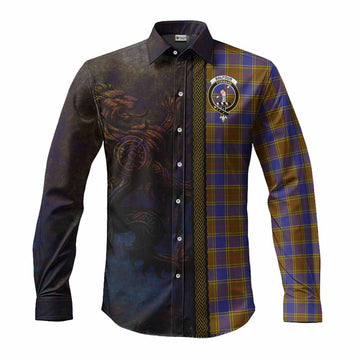 Balfour Tartan Family Crest Long Sleeve Button Shirt Alba Gu Brath Be Brave Lion Ancient Style