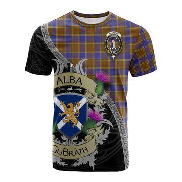 Tartan Vibes Clothing Balfour Tartan Family Crest Cotton T-shirt Lion Rampant Royal Thistle Shield Celtic Inspired