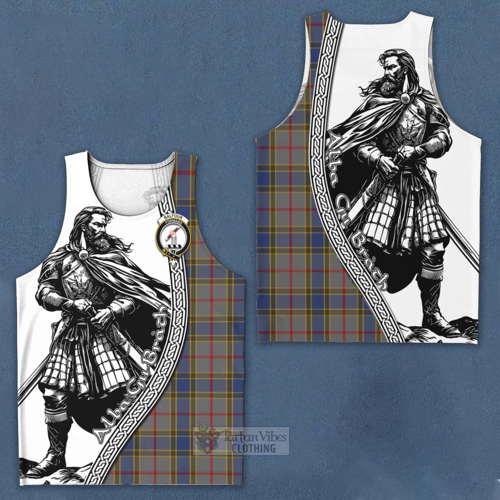 Tartan Vibes Clothing Balfour Tartan Clan Crest Men's Tank Top with Highlander Warrior Celtic Style