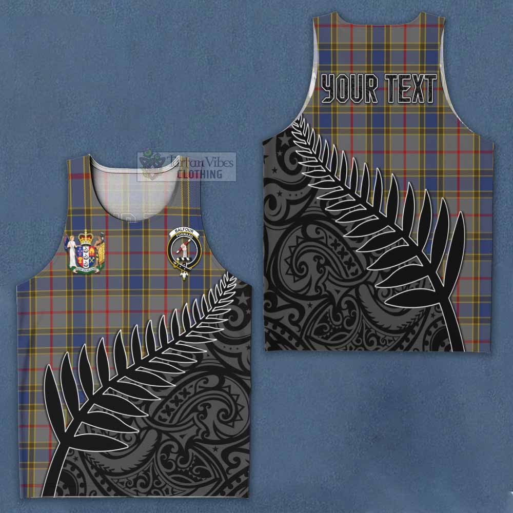 Tartan Vibes Clothing Balfour Crest Tartan Men's Tank Top with New Zealand Silver Fern Half Style