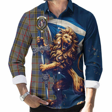 Balfour Tartan Family Crest Long Sleeve Button Shirt with Scottish Majestic Lion