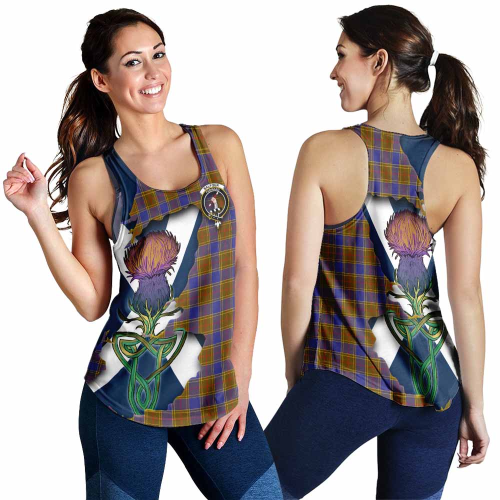 Tartan Vibes Clothing Balfour Tartan Family Crest Women's Racerback Tanks Scottish Thistle Celtic Inspired