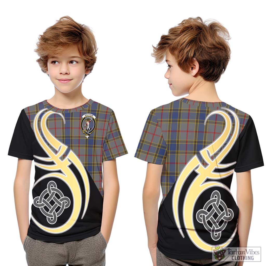 Balfour Tartan Kid T-Shirt with Family Crest and Celtic Symbol Style Youth XL Size14 - Tartan Vibes Clothing