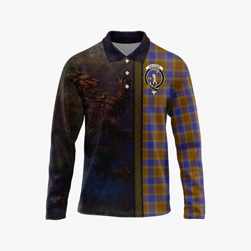 Balfour Tartan Family Crest Long Sleeve Polo Shirt Alba Gu Brath Be Brave Lion Ancient Style