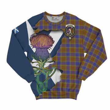 Tartan Vibes Clothing Balfour Tartan Family Crest Sweatshirt Scottish Thistle Celtic Inspired