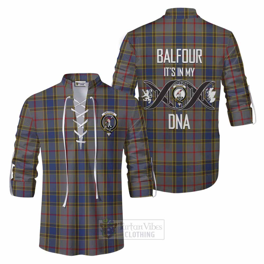 Tartan Vibes Clothing Balfour Tartan Ghillie Kilt Shirt with Family Crest DNA In Me Style