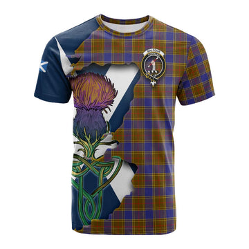 Tartan Vibes Clothing Balfour Tartan Family Crest Cotton T-shirt Scottish Thistle Celtic Inspired
