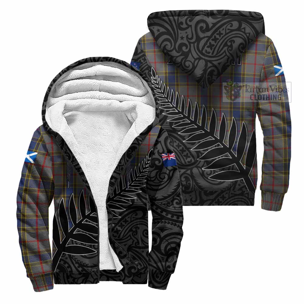 Tartan Vibes Clothing Balfour Crest Tartan Sherpa Hoodie with New Zealand Silver Fern Half Style