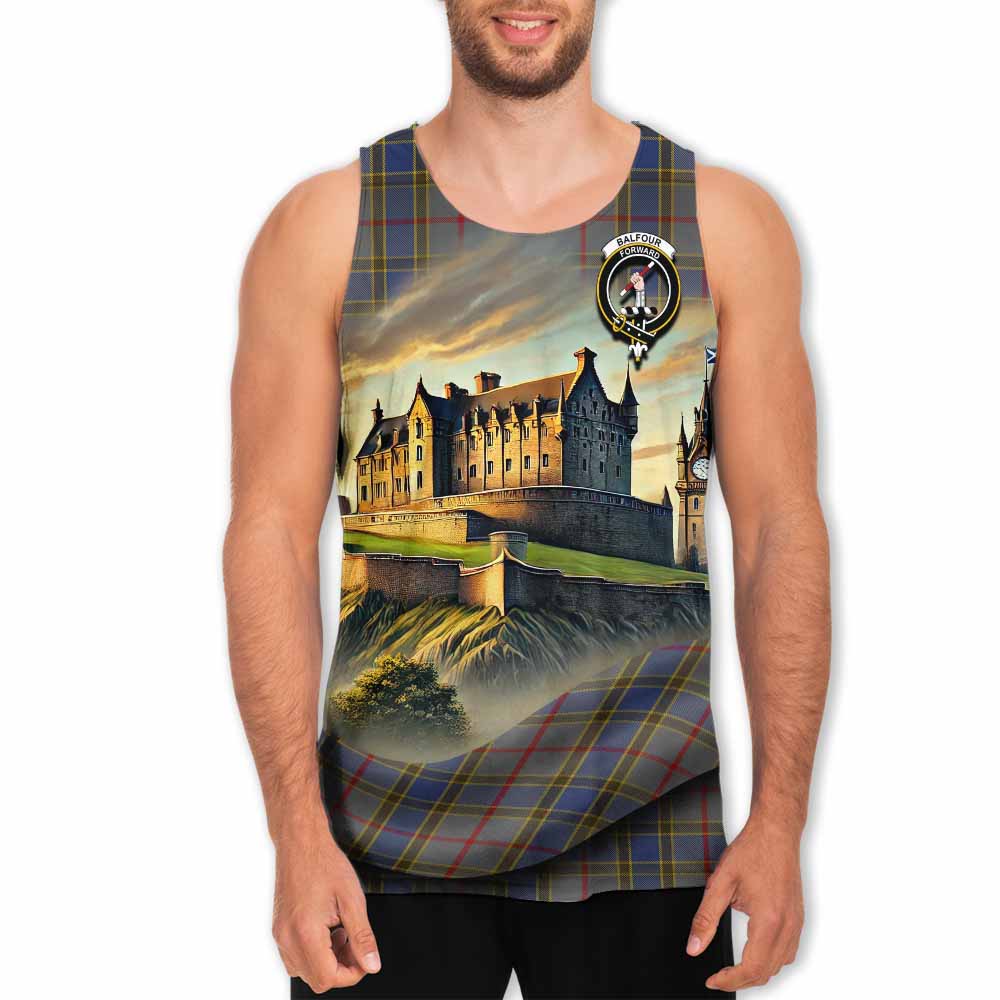 Tartan Vibes Clothing Balfour Tartan Family Crest Men's Tank Top with Scottish Ancient Castle Style