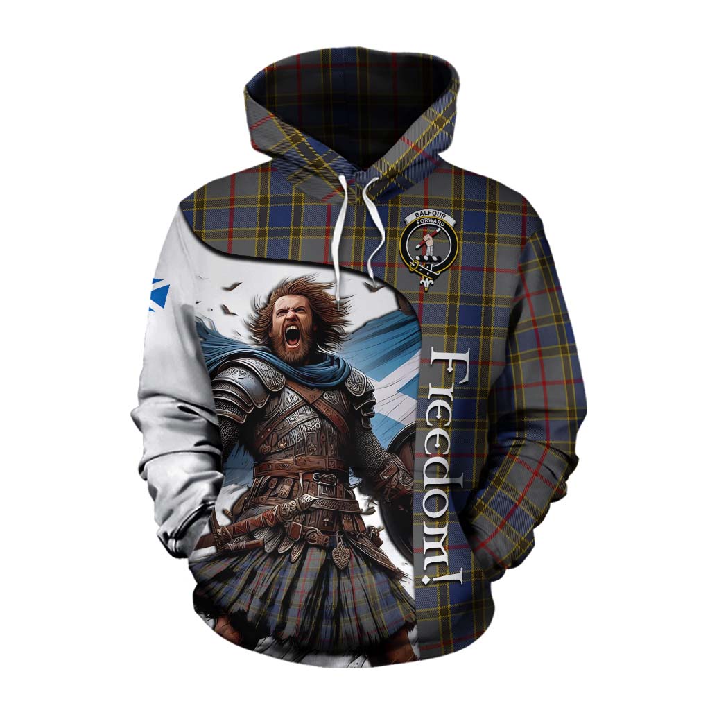 Tartan Vibes Clothing Balfour Crest Tartan Cotton Hoodie Inspired by the Freedom of Scottish Warrior