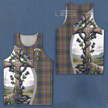 Tartan Vibes Clothing Balfour Tartan Men's Tank Top with Family Crest and St. Andrew's Cross Accented by Thistle Vines