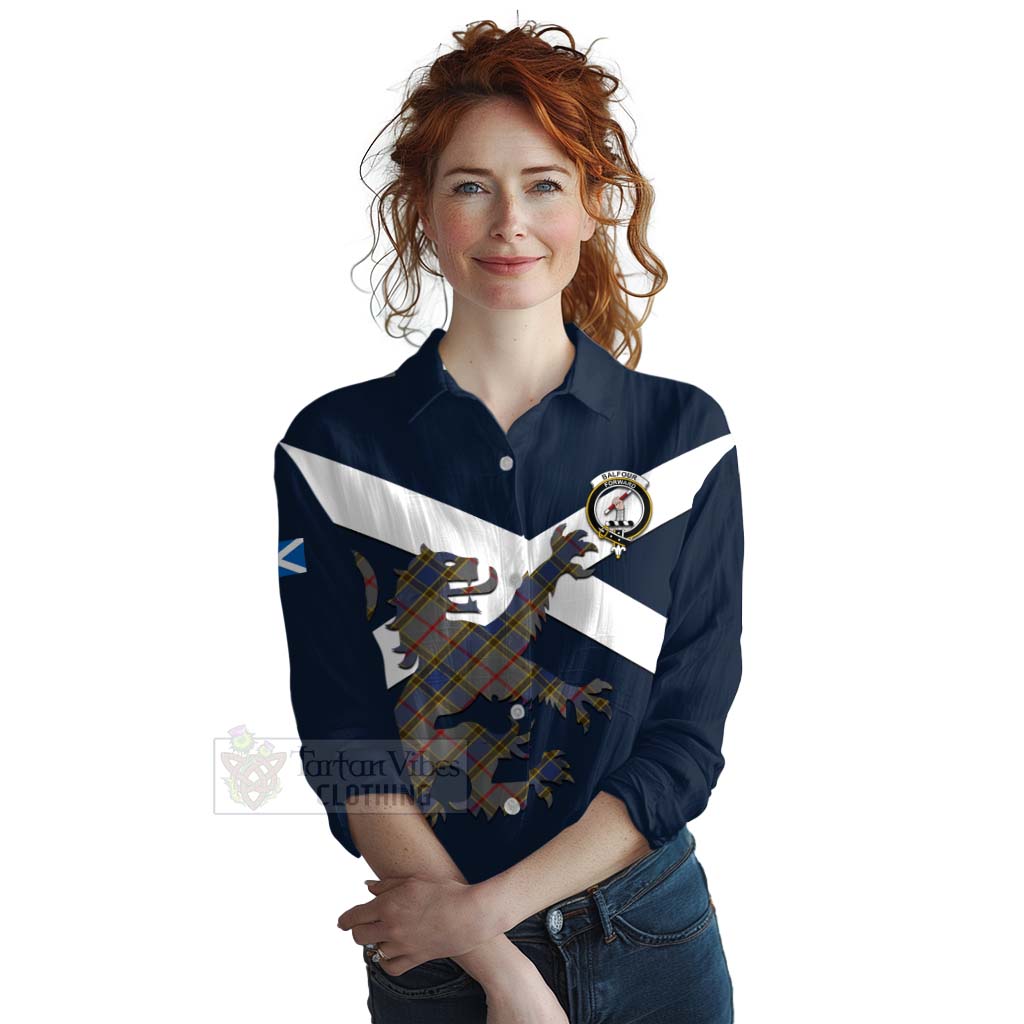 Tartan Vibes Clothing Balfour Tartan Lion Rampant Women's Casual Shirt Proudly Display Your Heritage with Alba Gu Brath and Clan Name