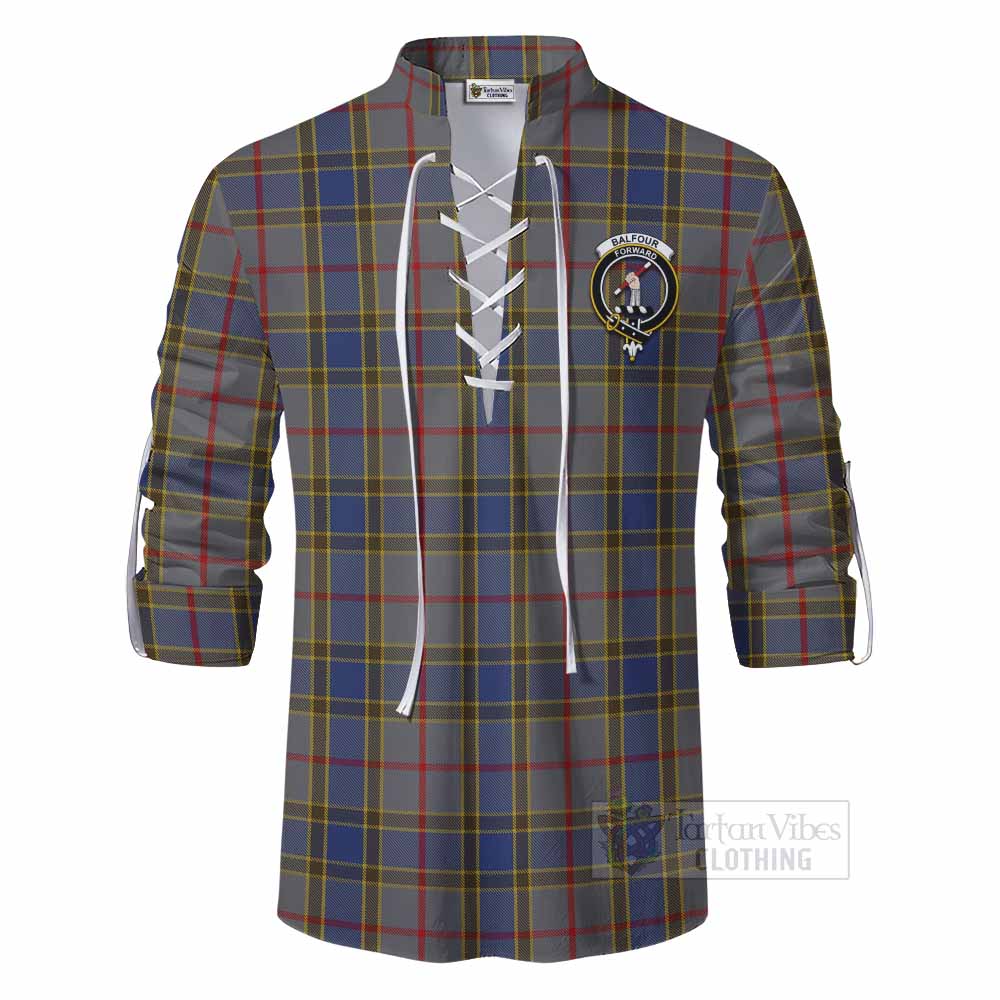 Tartan Vibes Clothing Balfour Tartan Ghillie Kilt Shirt with Family Crest DNA In Me Style