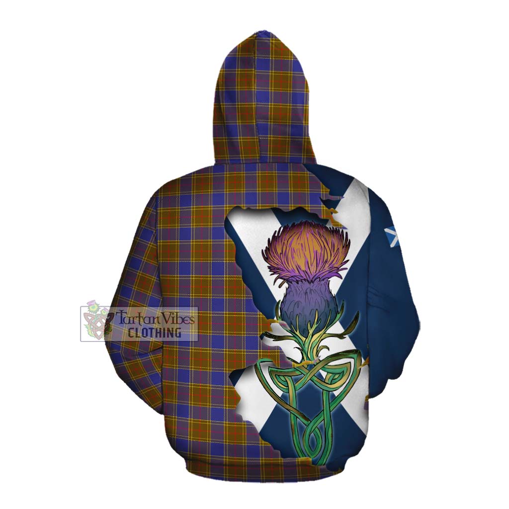 Tartan Vibes Clothing Balfour Tartan Family Crest Cotton Hoodie Scottish Thistle Celtic Inspired