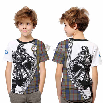 Balfour Tartan Clan Crest Kid T-Shirt with Highlander Warrior Celtic Style