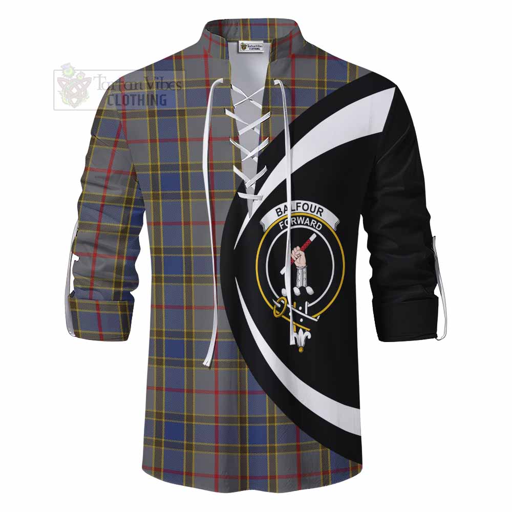 Tartan Vibes Clothing Balfour Tartan Ghillie Kilt Shirt with Family Crest Circle Style