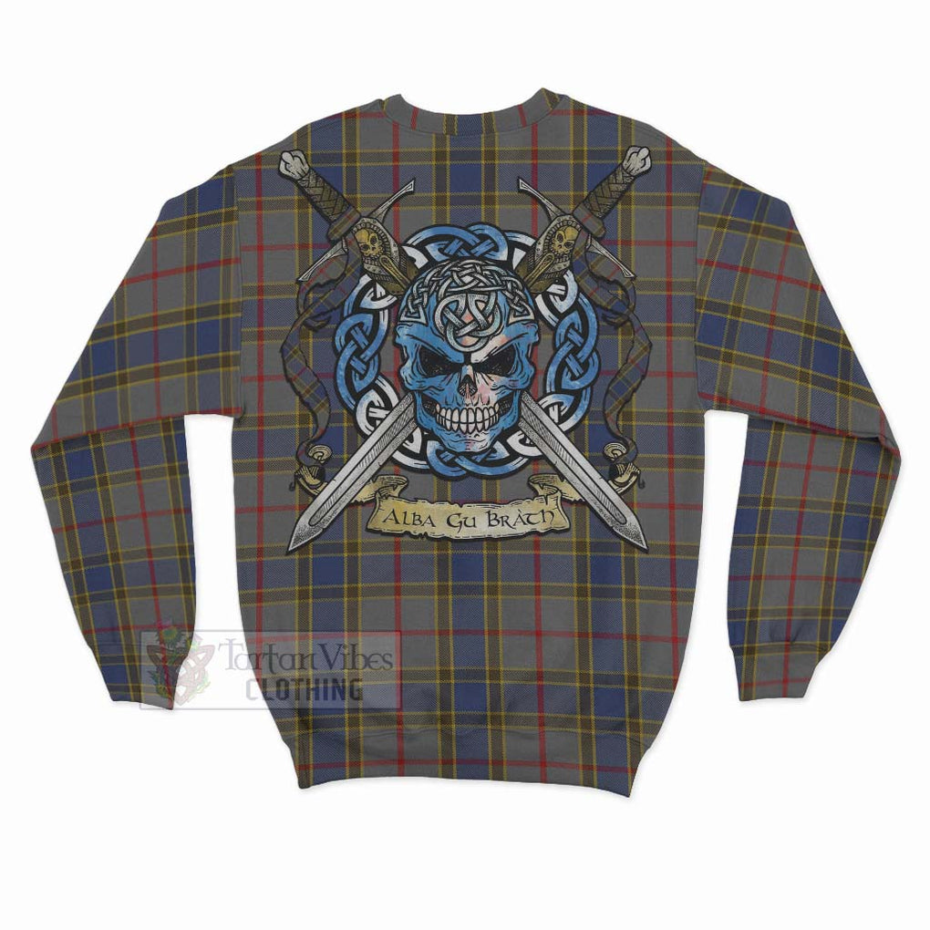 Tartan Vibes Clothing Balfour Tartan Sweatshirt with Family Crest Celtic Skull Style