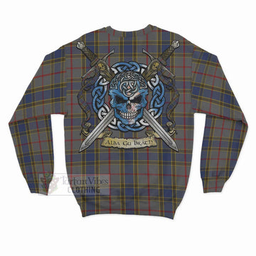 Tartan Vibes Clothing Balfour Tartan Sweatshirt with Family Crest Celtic Skull Style