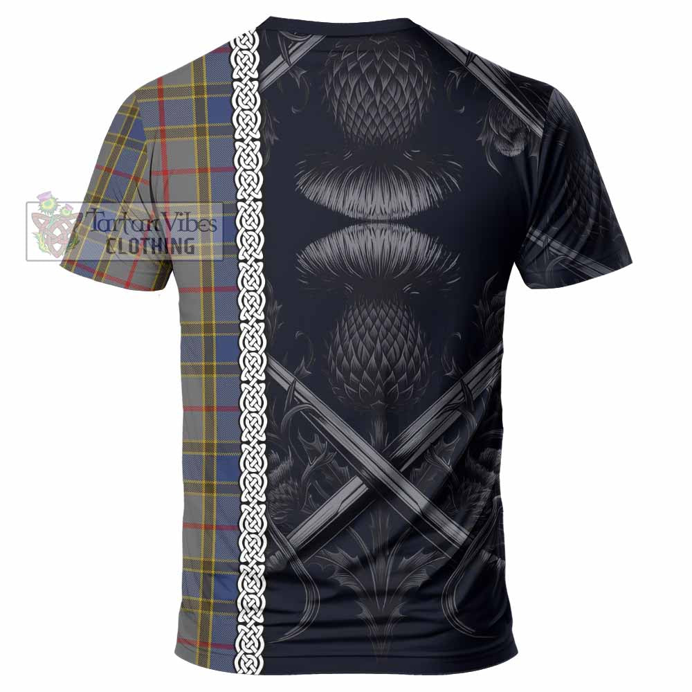 Tartan Vibes Clothing Balfour Tartan T-Shirt with Family Crest Cross Sword Thistle Celtic Vibes