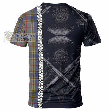 Tartan Vibes Clothing Balfour Tartan T-Shirt with Family Crest Cross Sword Thistle Celtic Vibes