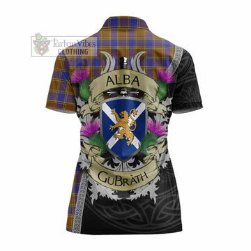 Tartan Vibes Clothing Balfour Tartan Family Crest Women's Polo Shirt Lion Rampant Royal Thistle Shield Celtic Inspired