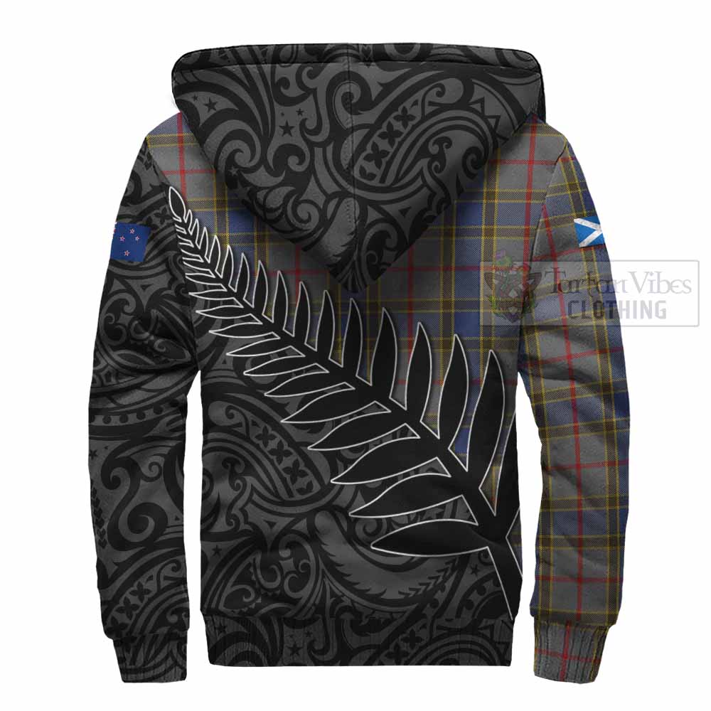 Tartan Vibes Clothing Balfour Crest Tartan Sherpa Hoodie with New Zealand Silver Fern Half Style
