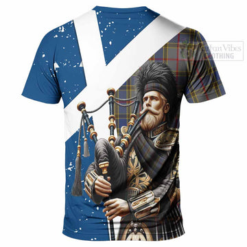Tartan Vibes Clothing Balfour Tartan T-Shirt with Family Crest Scottish Bagpiper Vibes