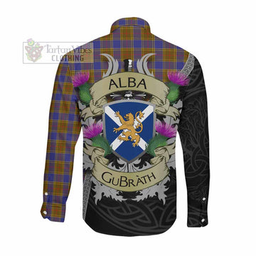 Balfour Tartan Family Crest Long Sleeve Button Shirt Lion Rampant Royal Thistle Shield Celtic Inspired