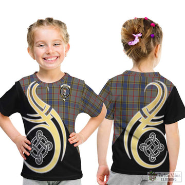 Balfour Tartan Kid T-Shirt with Family Crest and Celtic Symbol Style - Tartan Vibes Clothing