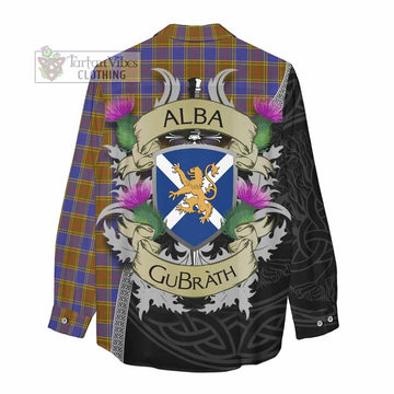 Balfour Tartan Family Crest Women's Casual Shirt Lion Rampant Royal Thistle Shield Celtic Inspired
