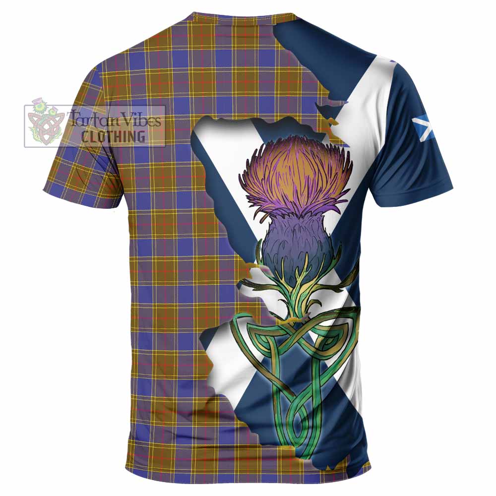 Tartan Vibes Clothing Balfour Tartan Family Crest T-Shirt Scottish Thistle Celtic Inspired