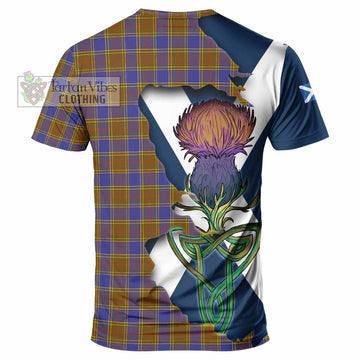 Tartan Vibes Clothing Balfour Tartan Family Crest T-Shirt Scottish Thistle Celtic Inspired