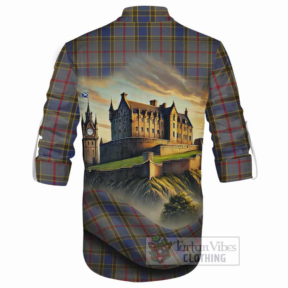 Tartan Vibes Clothing Balfour Tartan Family Crest Ghillie Kilt Shirt with Scottish Ancient Castle Style