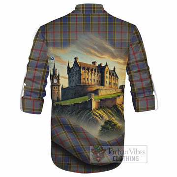 Balfour Tartan Family Crest Ghillie Kilt Shirt with Scottish Ancient Castle Style