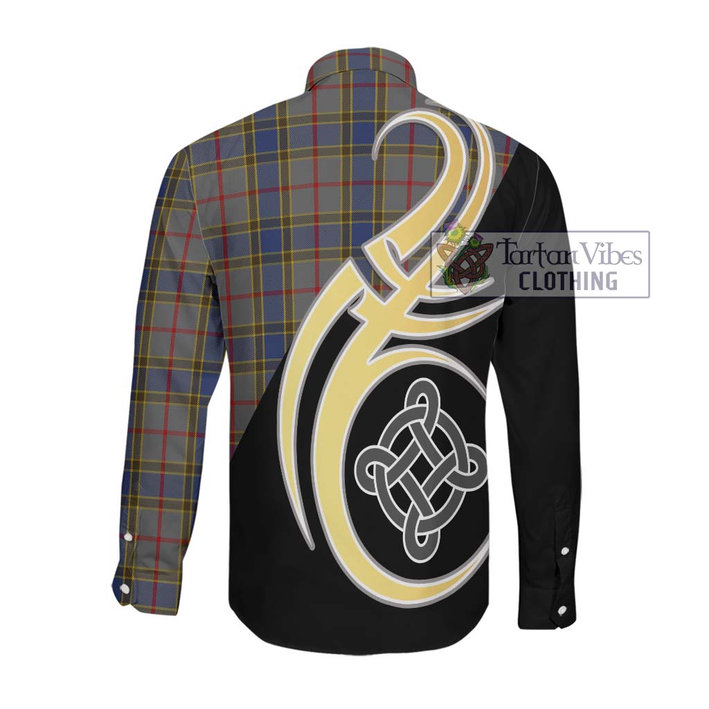 Balfour Tartan Long Sleeve Button Shirt with Family Crest and Celtic Symbol Style Men's Shirt - Tartan Vibes Clothing
