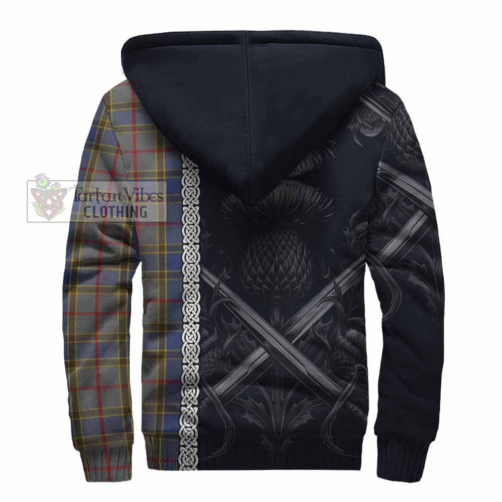 Tartan Vibes Clothing Balfour Tartan Sherpa Hoodie with Family Crest Cross Sword Thistle Celtic Vibes